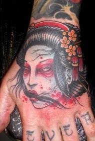 tsohon makaranta hannun baya Asiya style geisha farko launi tattoo tsarin