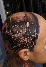 мъжки личност глава череп тъмно черен модел татуировка