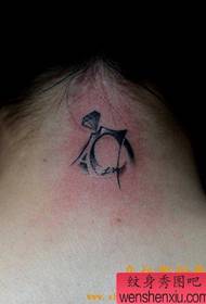 Neck small cute diamond C letter tattoo pattern