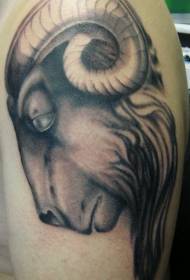 shoulder brown realistic sheep head tattoo pattern