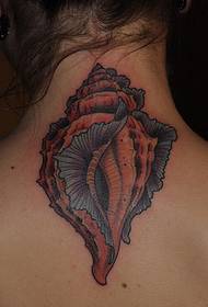 female back neck sea thread tattoo pattern