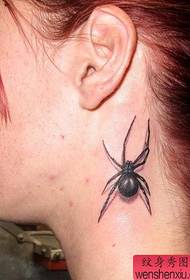 Húðflúrssýningarmynd: Beauty Neck Black Spider Tattoo Pattern Picture