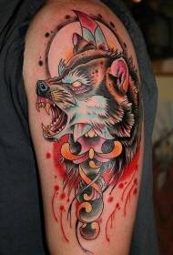 shoulder Color devil wolf tattoo pattern