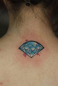 girl neck blue diamond tattoo pattern