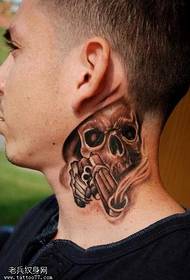 neck pistol skull tattoo pattern