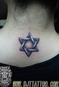 neck six-pointed star tattoo pattern