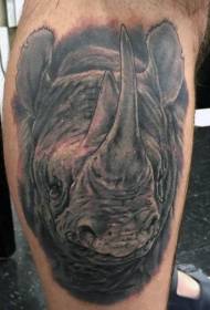 leg realistic rhinoceros tattoo pattern