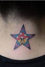 woman neck beautiful fashion colorful five-pointed star tattoo picture