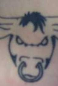 Black Line Bull Head Tattoo Pattern