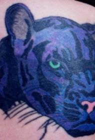 blue leopard head tattoo pattern