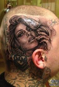 en bild Huvud och pop populära europeiska och amerikanska skönhet tatuering mönster