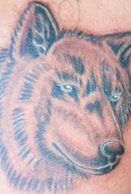 brown wolf head tattoo pattern