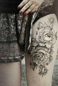 thighs flamboyant peony flower creative tattoo pattern