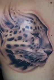 черно сив гепард главата назад татуировка модел