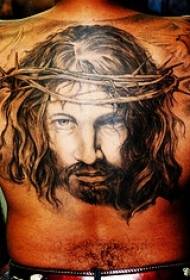 Jesus wearing a thorn crown tattoo pattern