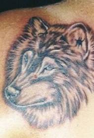 back brown wolf head tattoo pattern
