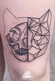жамбас геометриясының стилі қара мысықтың басына арналған тату-сурет