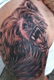 patrón de tatuaje de cabeza de oso rugiente de brazo grande