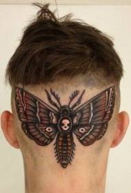huvudfärg fjäril och skalle tatuering mönster
