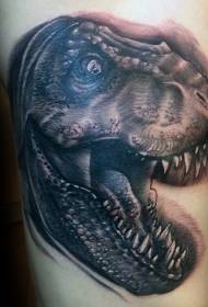 side rib black dinosaur head tattoo pattern
