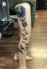 Tattoo noge dječaka noga baner i vrući zrak balon slike