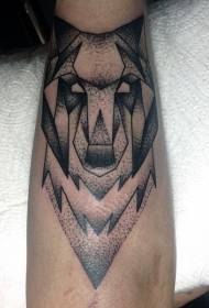 arm spur style black geometric wolf head tattoo pattern