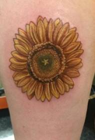 girl legs gradient color sunflower tattoo picture