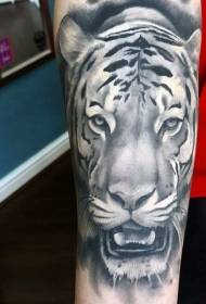 arm black gray tiger head tattoo pattern