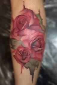 calf ink style rose tattoo pattern  36347 - leg color like unicorn tattoo picture