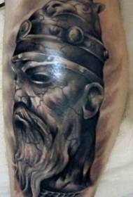Line Black Viking Warrior Head Tattoo Pattern