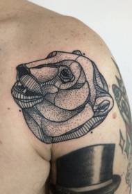 model de tatuaj de umăr negru punct gri guler