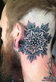 head trend beautiful European and American black gray school flower tattoo pattern