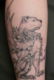 lion ours polaire, motif de tatouage personnalisé