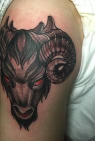 Big arm old school devil's goat head cartoon tattoo pattern