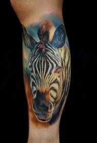 calf beautiful realistic color zebra head tattoo pattern