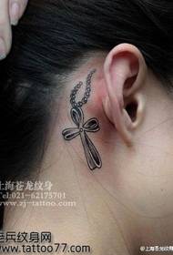 beauty ear cross chain tattoo pattern