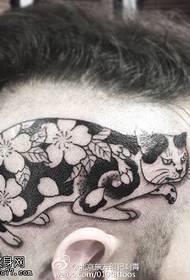 cat tattoo pattern on the head