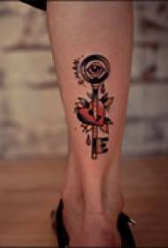 Abstract Eye Leg Tattoo