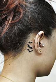 Female Child ear totem bat tattoo pattern