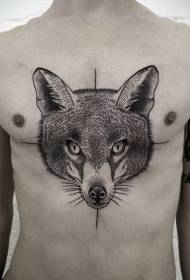 ຫນ້າເອິກ ດຳ ຮູບແບບ tattoo ຫົວງາມ Fox