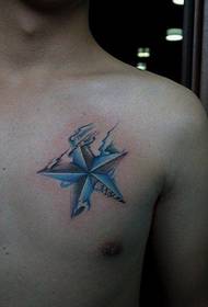 mga batang babae dibdib magagandang pattern ng tattoo ng pentagram