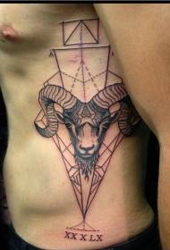 disegno del tatuaggio scorpione bianco e nero geometria della costola laterale