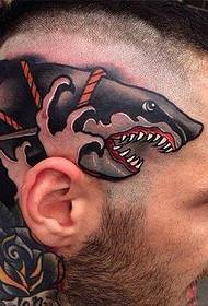 head personality school shark tattoo pattern