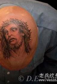 head Tattoo Muster: Kapp Jesus Portrait Tattoo Muster