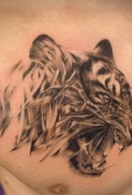 men's chest magical tiger head tattoo pattern