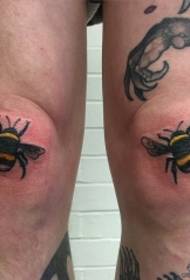 pierna rodilla abeja pequeño fresco tatuaje patrón