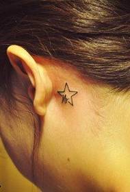 black simple generous star tattoo pattern