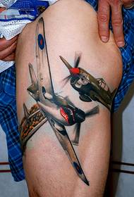 Leg World War II Fighter Tattoo Pattern 36491 - Larawan ng Pagkulay ng Taong Astronaut na Tattoo