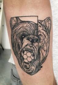 svart linje med tatoveringsmønster for bjørnehode