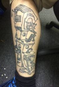 Building Tattoos for Men's Legs on Black Building Tattoo Pictures